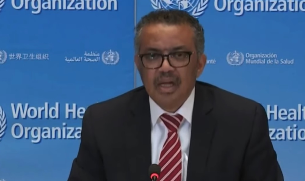 2020年4月8日，世衛組織總幹事譚德賽於例行記者會上，對其因疫情而遭受的無端攻擊進行駁斥說：「如果你要我細講，三個月前，這種對我的人身攻擊來自於臺灣島內。臺灣當局外事部門知道有人對我發起個人人身攻擊的行為，而且他們也不否認參與其中。在我遭到人身攻擊時，他們還繼續指責我。」（圖片擷取自網路影音）