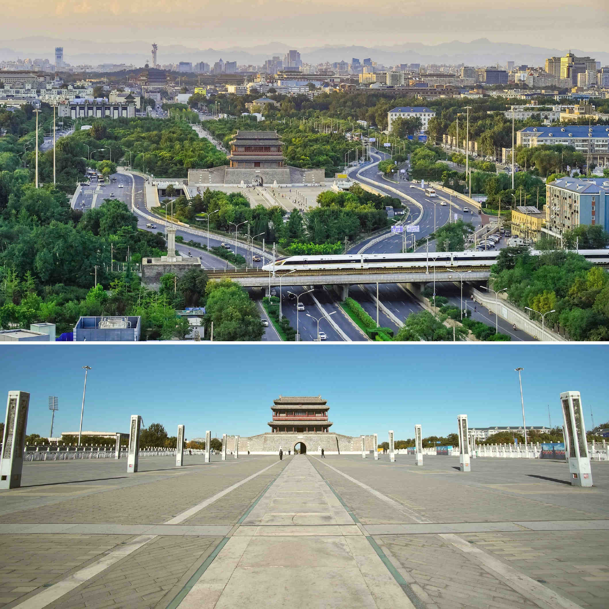 今日永定門，復建了城樓部分，箭樓及甕城格局尚僅留存於記憶。