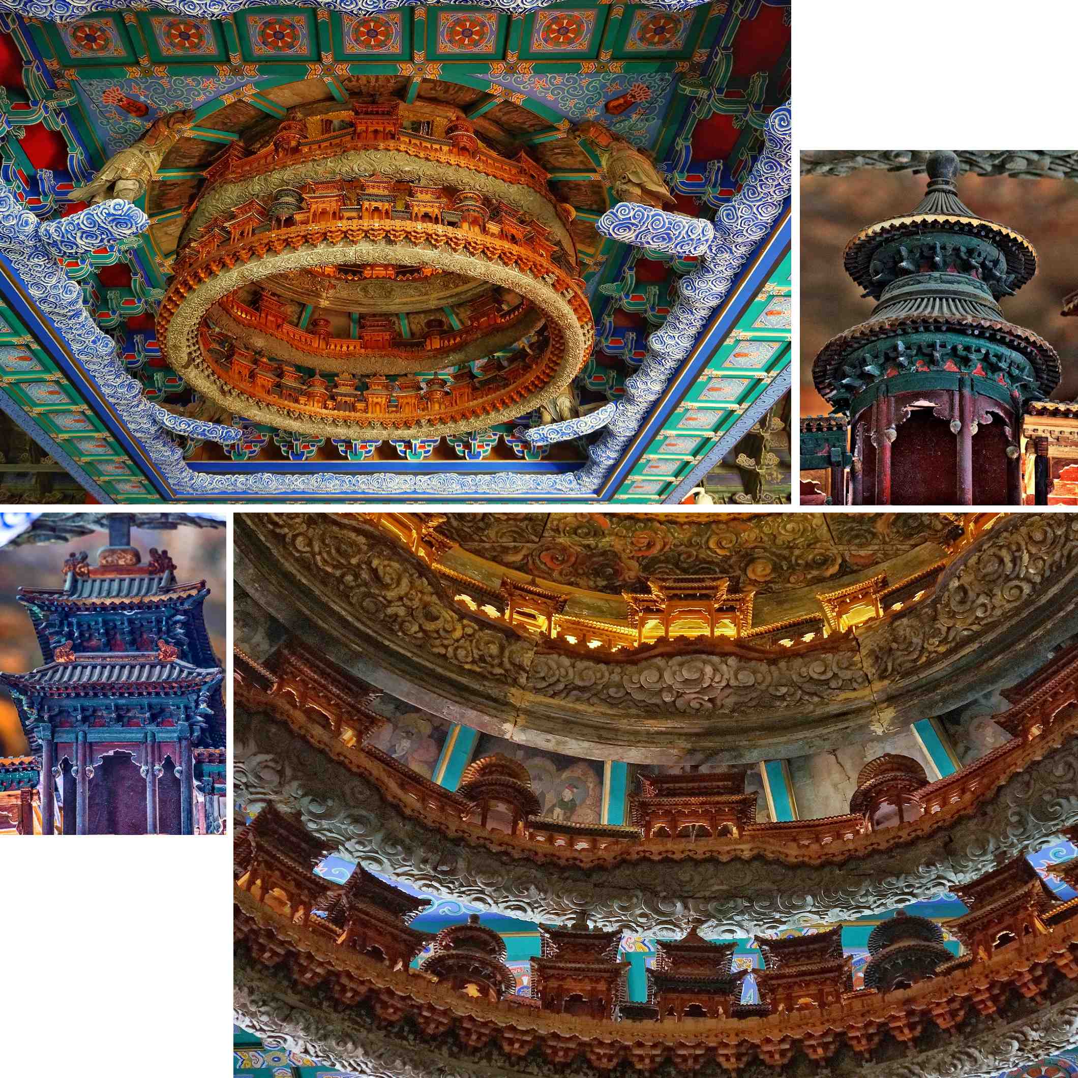 懸於太歲殿頂部的，是一鎮館之寶──昔日懸於皇家寺院北京隆福寺毗盧殿內、釋迦牟尼佛頭頂上的明代藻井，1976年因地震毀寺而遷移，輾轉保護於此。修復後，其極端精緻與獨特再現，為國家一級文物。